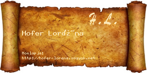 Hofer Loréna névjegykártya